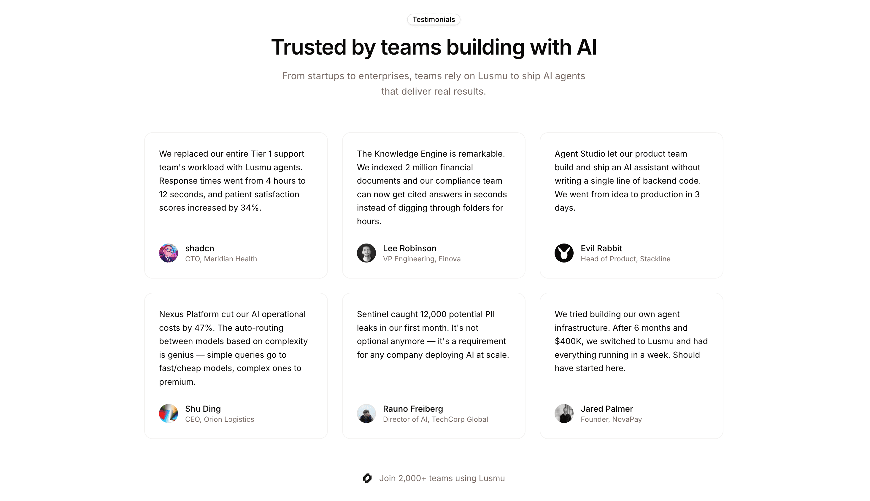 Lusmu testimonials